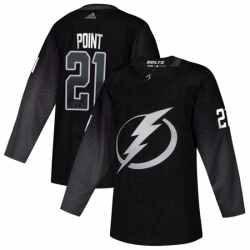 Mens Tampa Bay Lightning 21 Brayden Point adidas Alternate Authentic Player Jersey Black 