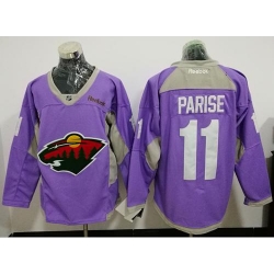 Wild #11 Zach Parise Purple Fights Cancer Practice Stitched NHL Jersey