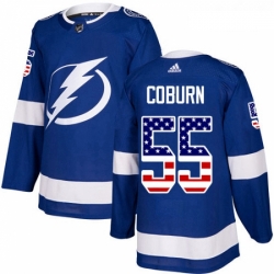 Youth Adidas Tampa Bay Lightning 55 Braydon Coburn Authentic Blue USA Flag Fashion NHL Jersey 