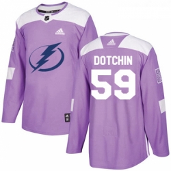 Youth Adidas Tampa Bay Lightning 59 Jake Dotchin Authentic Purple Fights Cancer Practice NHL Jersey 