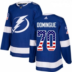 Youth Adidas Tampa Bay Lightning 70 Louis Domingue Authentic Blue USA Flag Fashion NHL Jerse