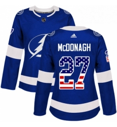 Womens Adidas Tampa Bay Lightning 27 Ryan McDonagh Authentic Blue USA Flag Fashion NHL Jerse