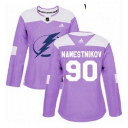 Womens Adidas Tampa Bay Lightning 90 Vladislav Namestnikov Authentic Purple Fights Cancer Practice NHL Jersey 