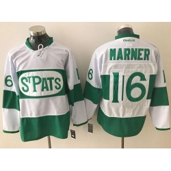 Maple Leafs #16 Mitchell Marner White Green St. Patrick's Day Stitched NHL Jersey