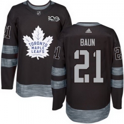 Maple Leafs #21 Bobby Baun Black 1917 2017 100th Anniversary Stitched NHL Jersey