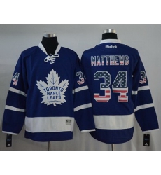 Maple Leafs #34 Auston Matthews Blue USA Flag Fashion Stitched NHL Jersey