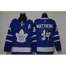 Men Toronto Maple Leafs 34 Auston Matthews Blue Adidas Fashion Jersey