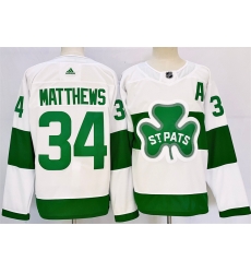 Men Toronto Maple Leafs 34 Auston Matthews White St Patricks Authentic Jersey