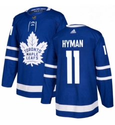 Mens Adidas Toronto Maple Leafs 11 Zach Hyman Authentic Royal Blue Home NHL Jersey 