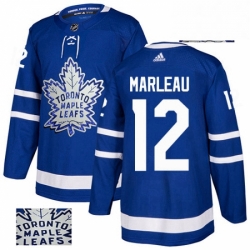 Mens Adidas Toronto Maple Leafs 12 Patrick Marleau Authentic Royal Blue Fashion Gold NHL Jersey 