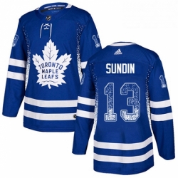 Mens Adidas Toronto Maple Leafs 13 Mats Sundin Authentic Blue Drift Fashion NHL Jersey 