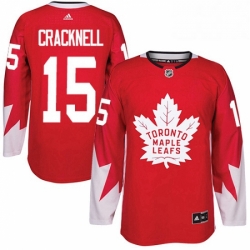 Mens Adidas Toronto Maple Leafs 15 Adam Cracknell Authentic Red Alternate NHL Jersey 