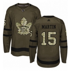 Mens Adidas Toronto Maple Leafs 15 Matt Martin Authentic Green Salute to Service NHL Jersey 