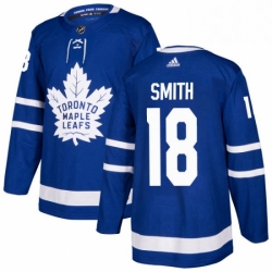 Mens Adidas Toronto Maple Leafs 18 Ben Smith Authentic Royal Blue Home NHL Jersey 