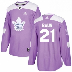 Mens Adidas Toronto Maple Leafs 21 Bobby Baun Authentic Purple Fights Cancer Practice NHL Jersey 