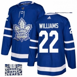 Mens Adidas Toronto Maple Leafs 22 Tiger Williams Authentic Royal Blue Fashion Gold NHL Jersey 