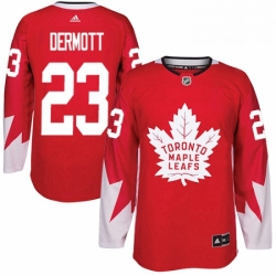 Mens Adidas Toronto Maple Leafs 23 Travis Dermott Authentic Red Alternate NHL Jersey 