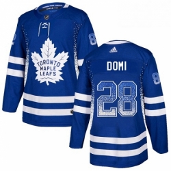 Mens Adidas Toronto Maple Leafs 28 Tie Domi Authentic Blue Drift Fashion NHL Jersey 