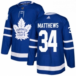 Mens Adidas Toronto Maple Leafs 34 Auston Matthews Authentic Royal Blue Home NHL Jersey 