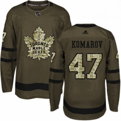 Mens Adidas Toronto Maple Leafs 47 Leo Komarov Authentic Green Salute to Service NHL Jersey 