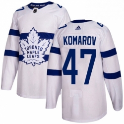 Mens Adidas Toronto Maple Leafs 47 Leo Komarov Authentic White 2018 Stadium Series NHL Jersey 