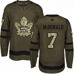 Mens Adidas Toronto Maple Leafs 7 Lanny McDonald Authentic Green Salute to Service NHL Jersey 