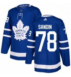 Mens Adidas Toronto Maple Leafs 78 Rasmus Sandin Authentic Royal Blue Home NHL Jersey 