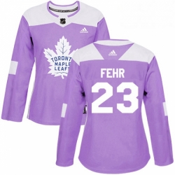 Womens Adidas Toronto Maple Leafs 23 Eric Fehr Authentic Purple Fights Cancer Practice NHL Jersey 