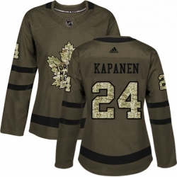 Womens Adidas Toronto Maple Leafs 24 Kasperi Kapanen Authentic Green Salute to Service NHL Jersey 