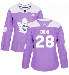 Womens Adidas Toronto Maple Leafs 28 Tie Domi Authentic Purple Fights Cancer Practice NHL Jersey 