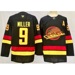 Men Vancouver Canucks 9 J T  Miller Black 2024 25 With A Patch Alternate Stitched Hockey Jersey