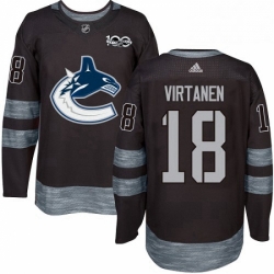 Mens Adidas Vancouver Canucks 18 Jake Virtanen Authentic Black 1917 2017 100th Anniversary NHL Jersey 