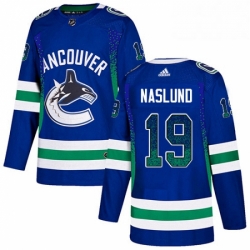 Mens Adidas Vancouver Canucks 19 Markus Naslund Authentic Blue Drift Fashion NHL Jersey 