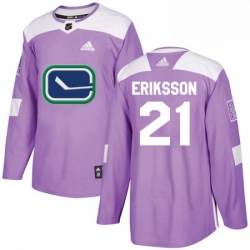 Mens Adidas Vancouver Canucks 21 Loui Eriksson Authentic Purple Fights Cancer Practice NHL Jersey 