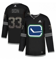 Mens Adidas Vancouver Canucks 33 Henrik Sedin Black 1 Authentic Classic Stitched NHL Jersey 