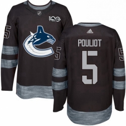 Mens Adidas Vancouver Canucks 5 Derrick Pouliot Premier Black 1917 2017 100th Anniversary NHL Jersey 