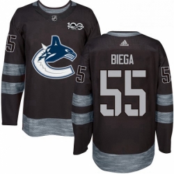 Mens Adidas Vancouver Canucks 55 Alex Biega Authentic Black 1917 2017 100th Anniversary NHL Jersey 