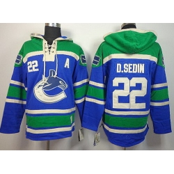 Vancouver Canucks 22 D.Sedin Blue Lace-Up NHL Jersey Hoodies