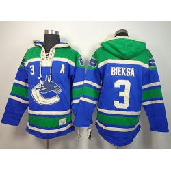 Vancouver Canucks 3 Kevin Bieksa Blue Lace-Up NHL Jersey Hoodies