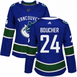 Womens Adidas Vancouver Canucks 24 Reid Boucher Authentic Blue Home NHL Jersey 