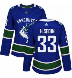 Womens Adidas Vancouver Canucks 33 Henrik Sedin Premier Blue Home NHL Jersey 