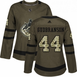 Womens Adidas Vancouver Canucks 44 Erik Gudbranson Authentic Green Salute to Service NHL Jersey 