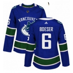 Womens Adidas Vancouver Canucks 6 Brock Boeser Authentic Blue Home NHL Jersey 