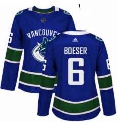 Womens Adidas Vancouver Canucks 6 Brock Boeser Premier Blue Home NHL Jersey 