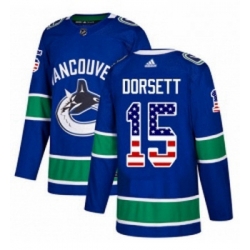 Youth Adidas Vancouver Canucks 15 Derek Dorsett Authentic Blue USA Flag Fashion NHL Jersey 