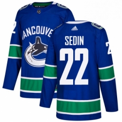 Youth Adidas Vancouver Canucks 22 Daniel Sedin Premier Blue Home NHL Jersey 