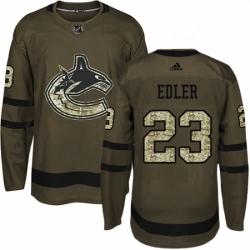 Youth Adidas Vancouver Canucks 23 Alexander Edler Authentic Green Salute to Service NHL Jersey 