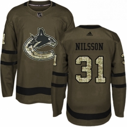 Youth Adidas Vancouver Canucks 31 Anders Nilsson Authentic Green Salute to Service NHL Jersey 