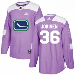 Youth Adidas Vancouver Canucks 36 Jussi Jokinen Authentic Purple Fights Cancer Practice NHL Jersey 