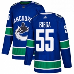 Youth Adidas Vancouver Canucks 55 Alex Biega Authentic Blue Home NHL Jersey 